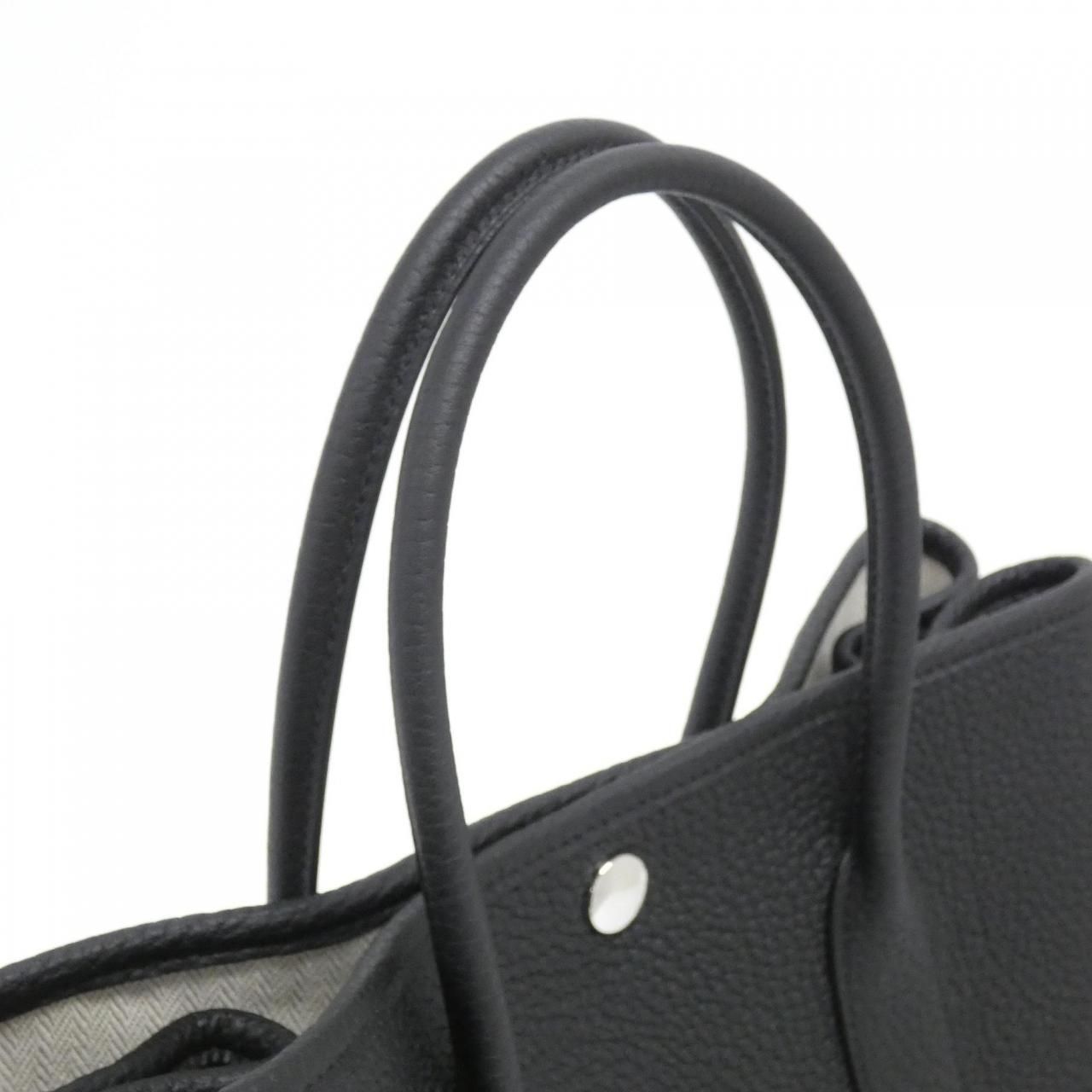 Hermes Garden Party 30 Black Silver Tote Bag