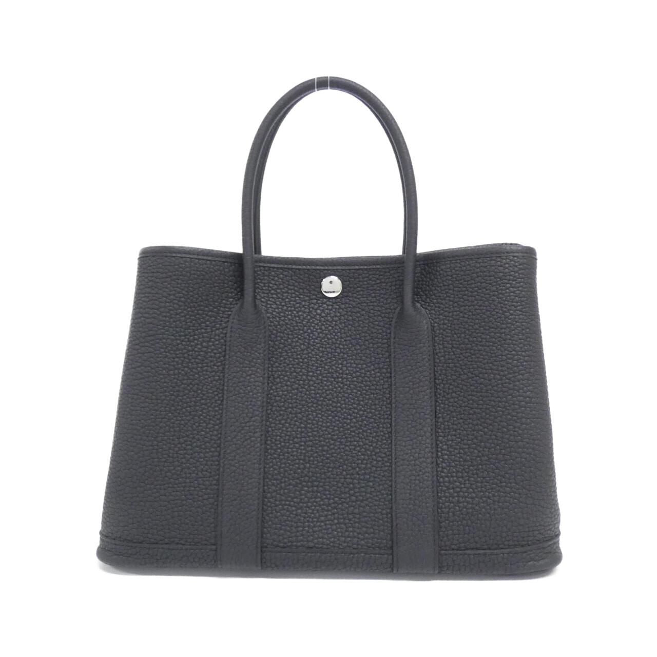 Hermes Garden Party 30 Black Silver Tote Bag