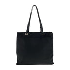 Prada Tessuto Black Silver Nylon Leather Tote Shoulder Bag