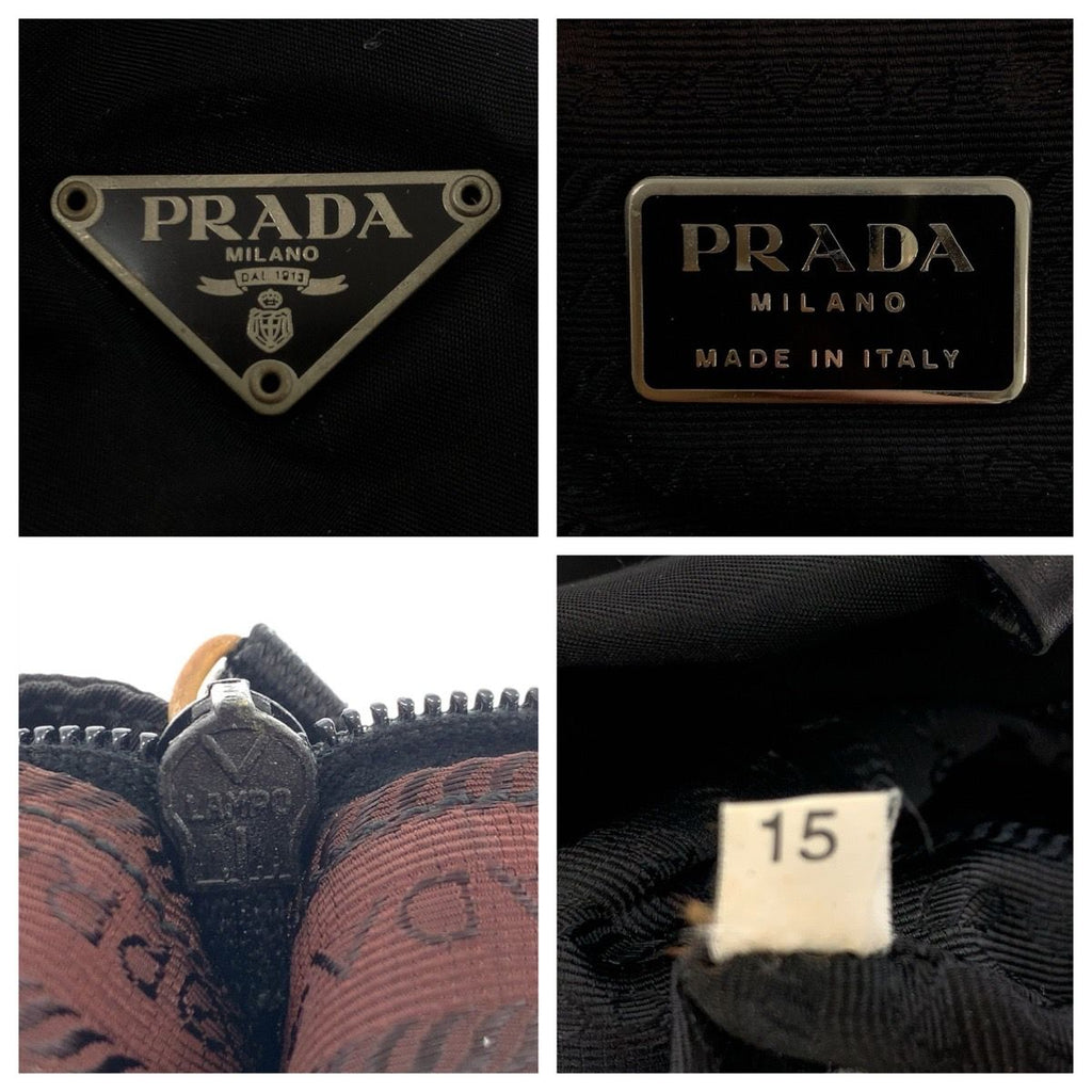 Prada Tessuto Black Silver Nylon Leather Tote Shoulder Bag
