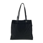 Prada Tessuto Black Silver Nylon Leather Tote Shoulder Bag