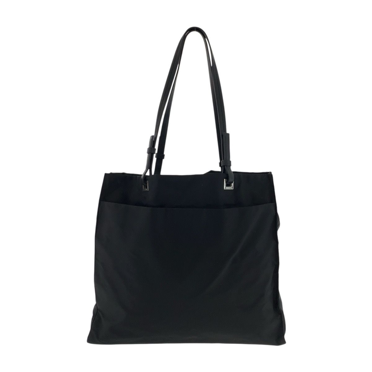 Prada Tessuto Black Silver Nylon Leather Tote Shoulder Bag