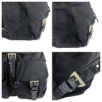 Prada Tessuto Black Silver Nylon Leather Backpack