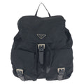 Prada Tessuto Black Silver Nylon Leather Backpack