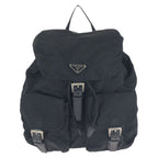 Prada Tessuto Black Silver Nylon Leather Backpack