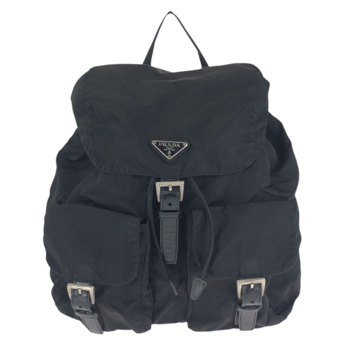 Prada Tessuto Black Silver Nylon Leather Backpack