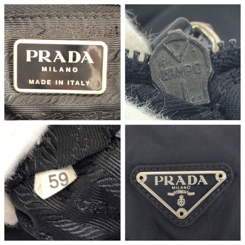 Prada Tessuto Black Silver Nylon Leather Backpack