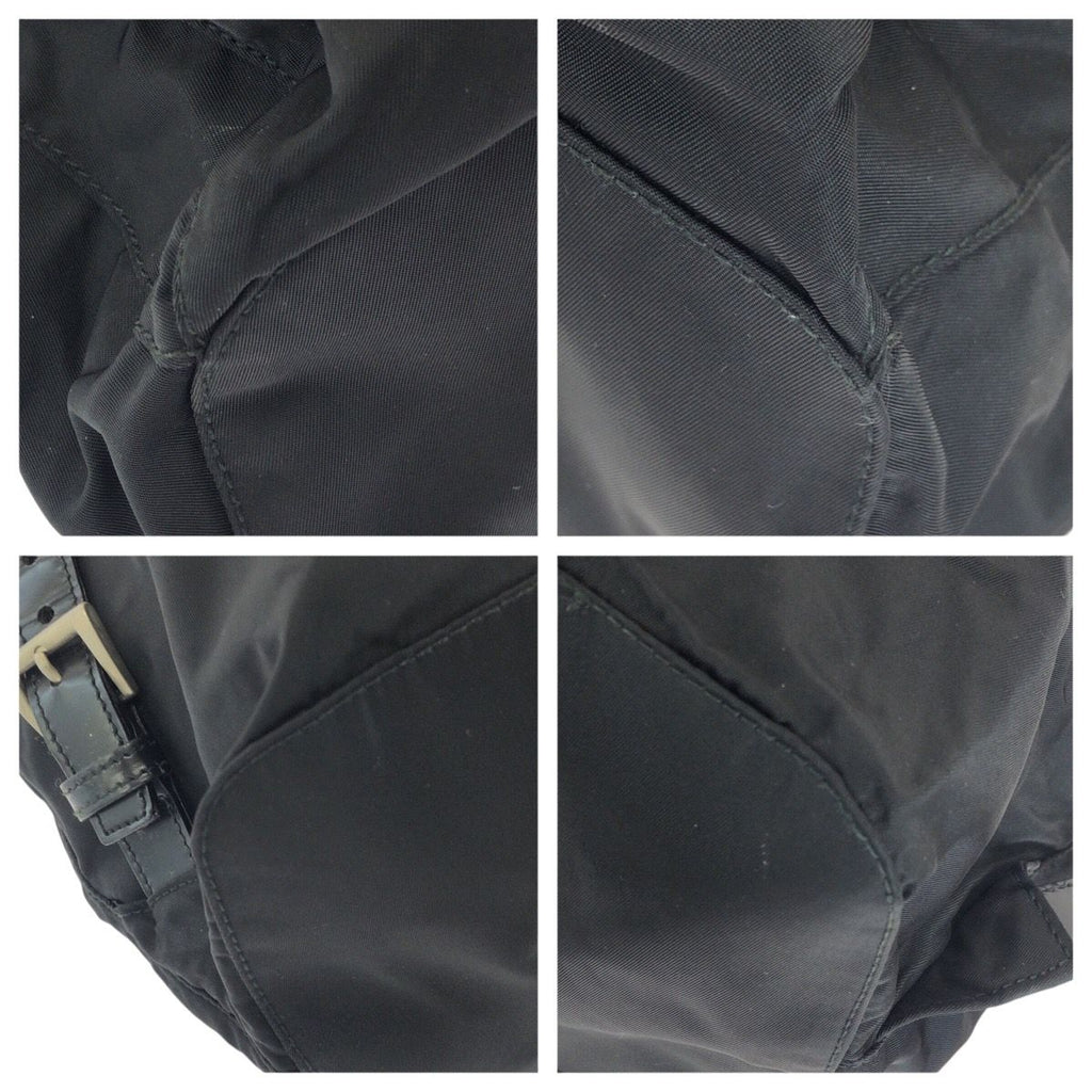 Prada Tessuto Black Silver Nylon Leather Backpack