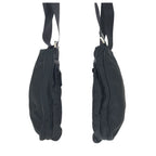 Prada Tessuto Saffiano Black Silver Nylon Leather Shoulder Bag