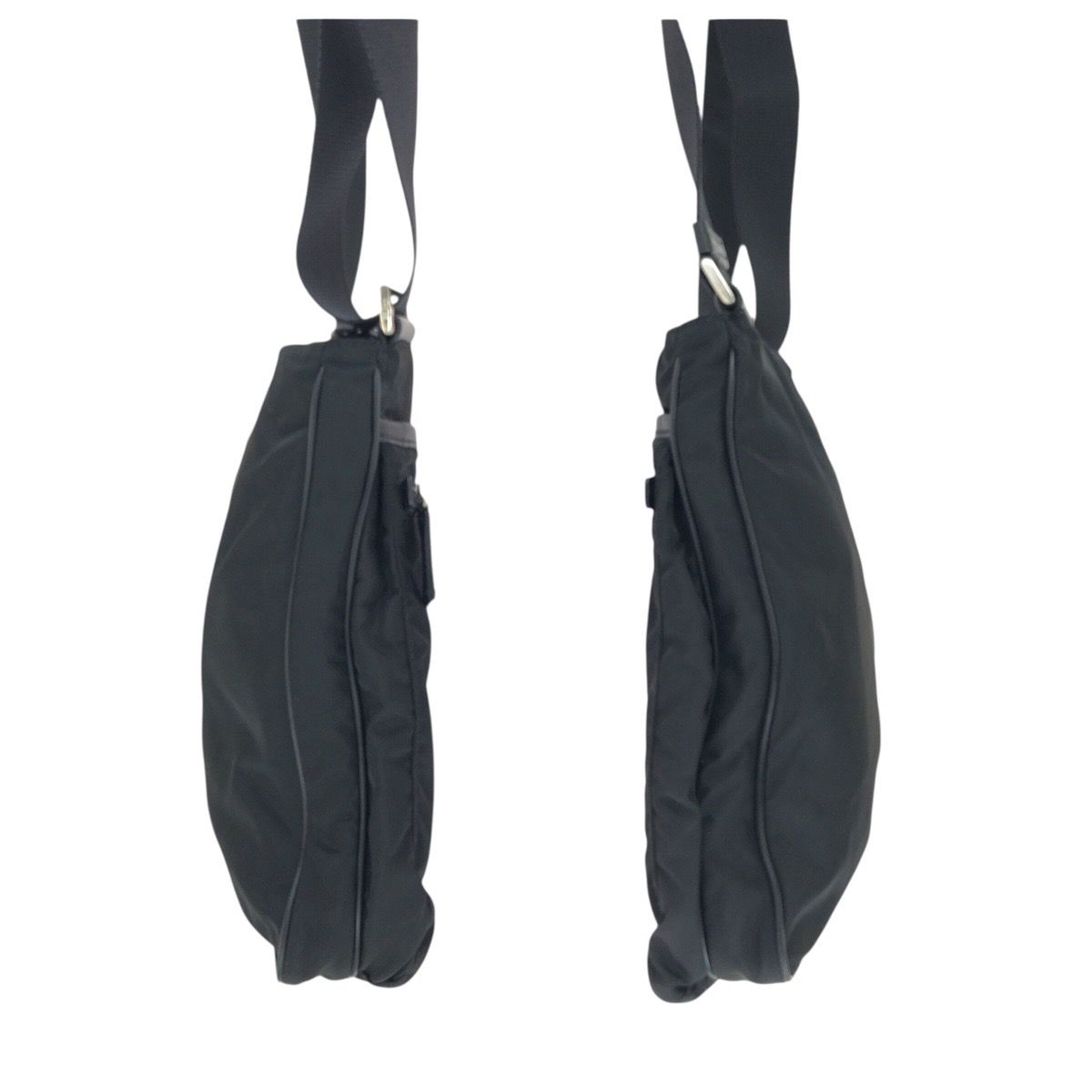 Prada Tessuto Saffiano Black Silver Nylon Leather Shoulder Bag