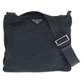 Prada Tessuto Saffiano Black Silver Nylon Leather Shoulder Bag