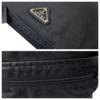 Prada Tessuto Saffiano Black Silver Nylon Leather Shoulder Bag