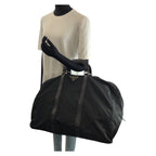 Prada Tessuto Saffiano Black Silver Nylon Leather Boston Bag