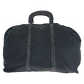 Prada Tessuto Saffiano Black Silver Nylon Leather Boston Bag