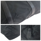 Prada Tessuto Saffiano Black Silver Nylon Leather Boston Bag