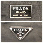 Prada Tessuto Saffiano Black Silver Nylon Leather Boston Bag