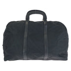 Prada Tessuto Saffiano Black Silver Nylon Leather Boston Bag