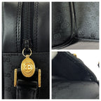 Gucci Vintage Micro GG Black Gold Leather Shoulder Bag