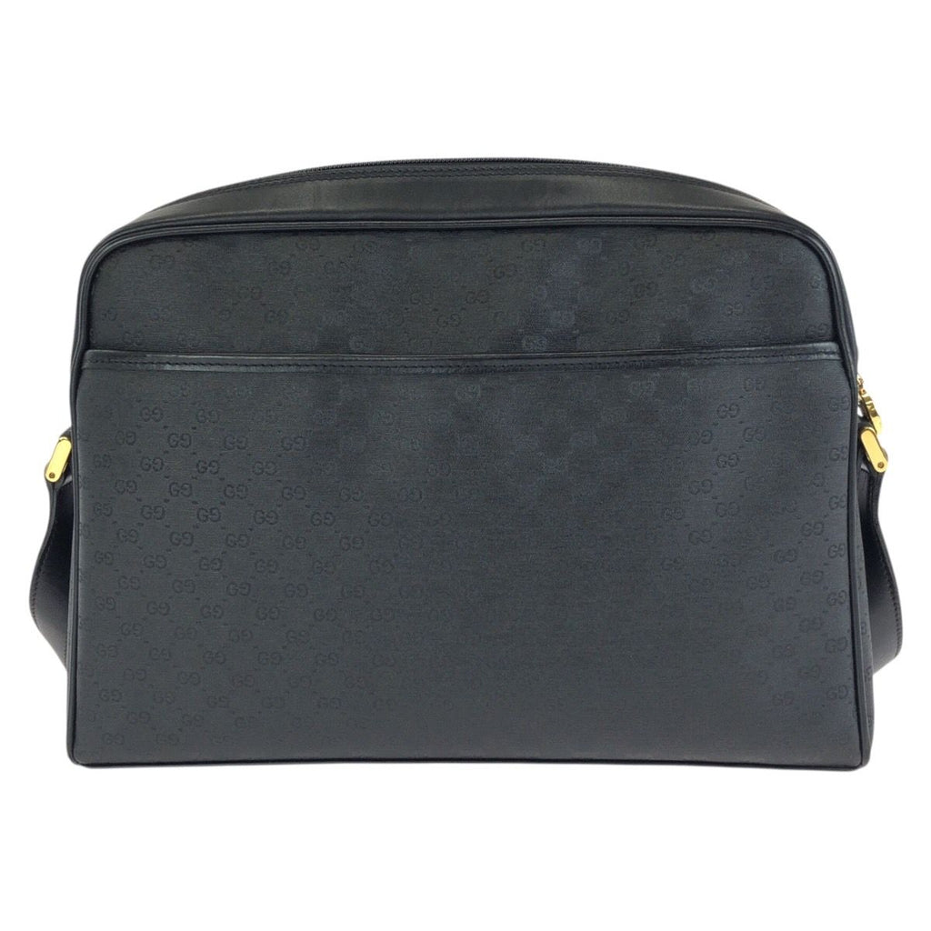 Gucci Vintage Micro GG Black Gold Leather Shoulder Bag