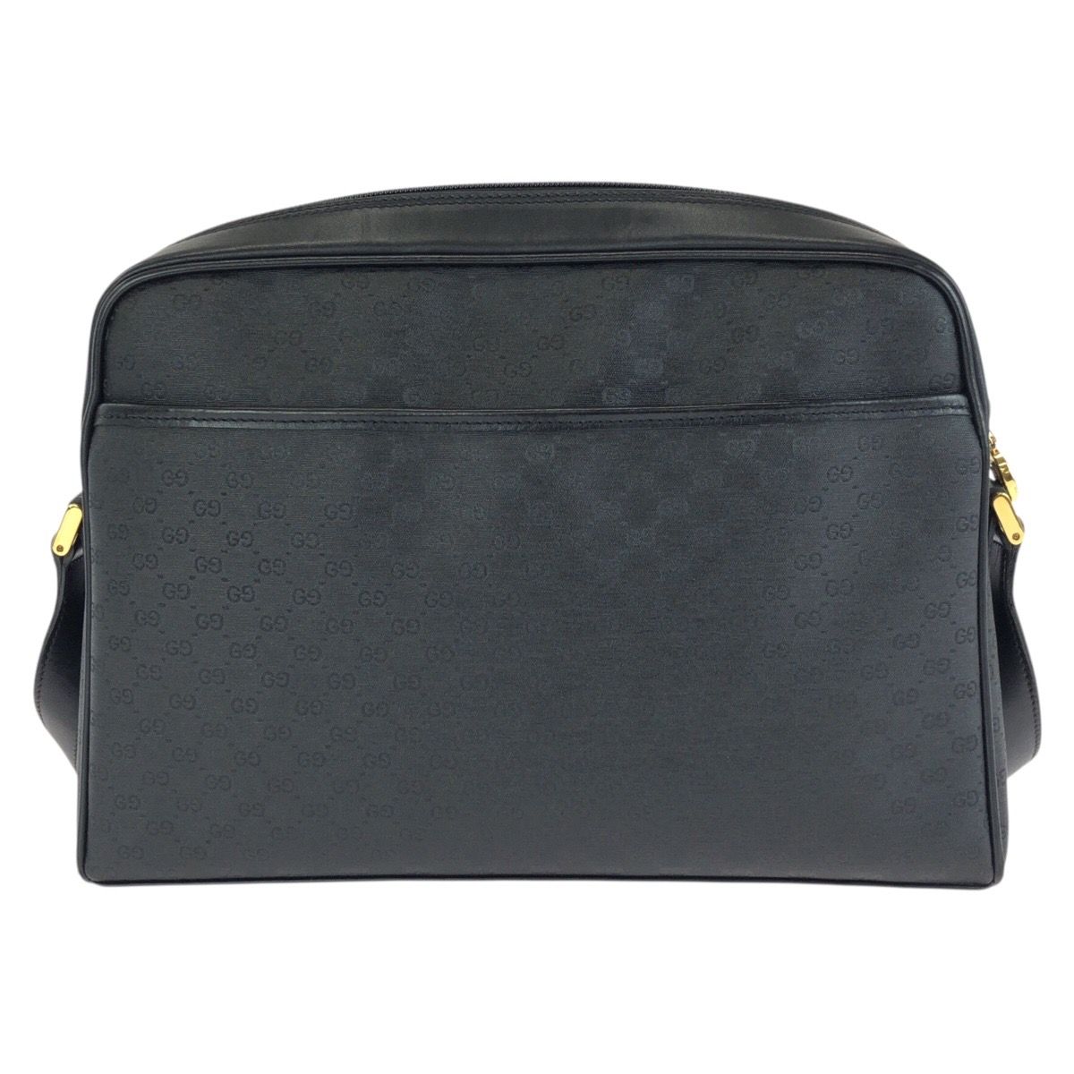 Gucci Vintage Micro GG Black Gold Leather Shoulder Bag