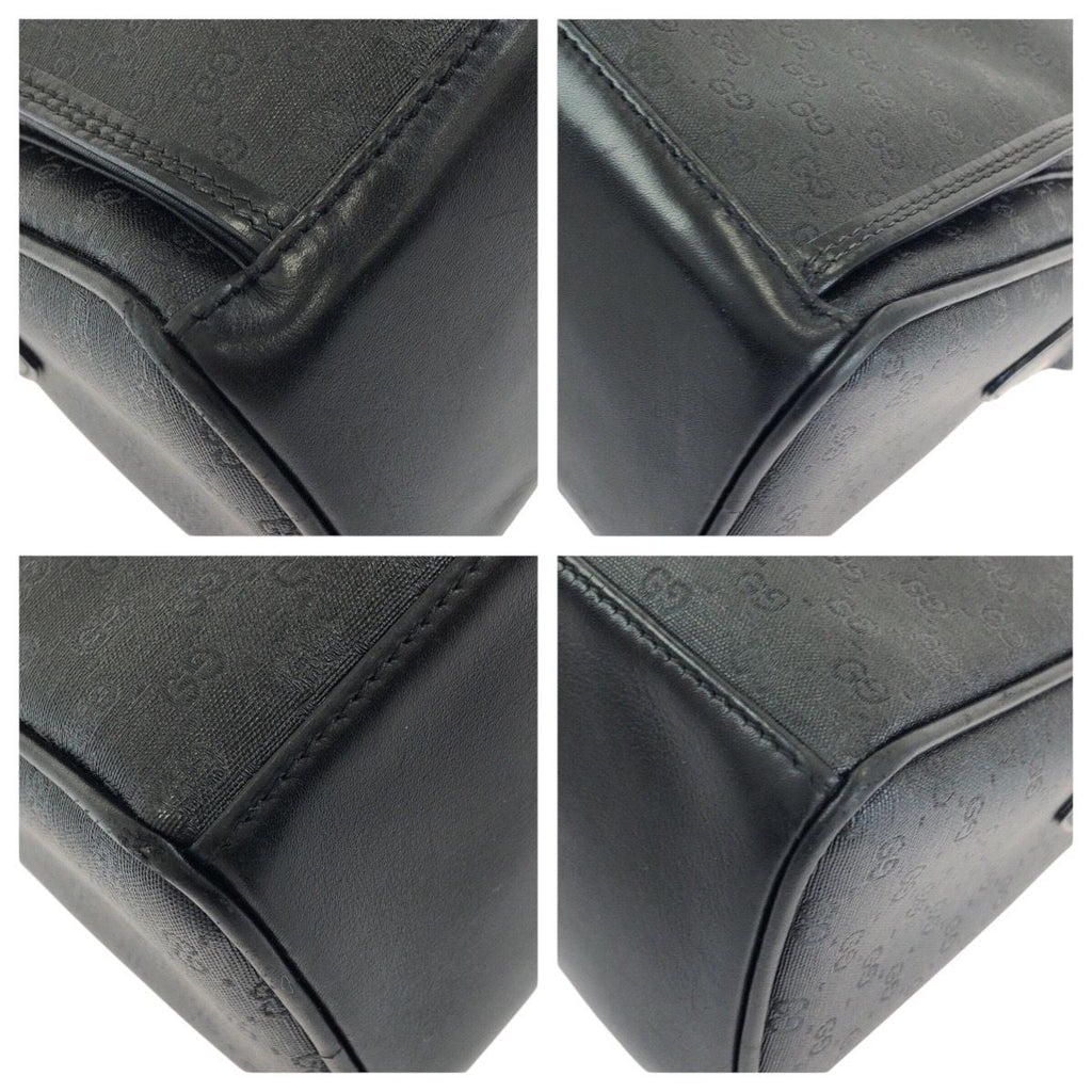 Gucci Vintage Micro GG Black Gold Leather Shoulder Bag