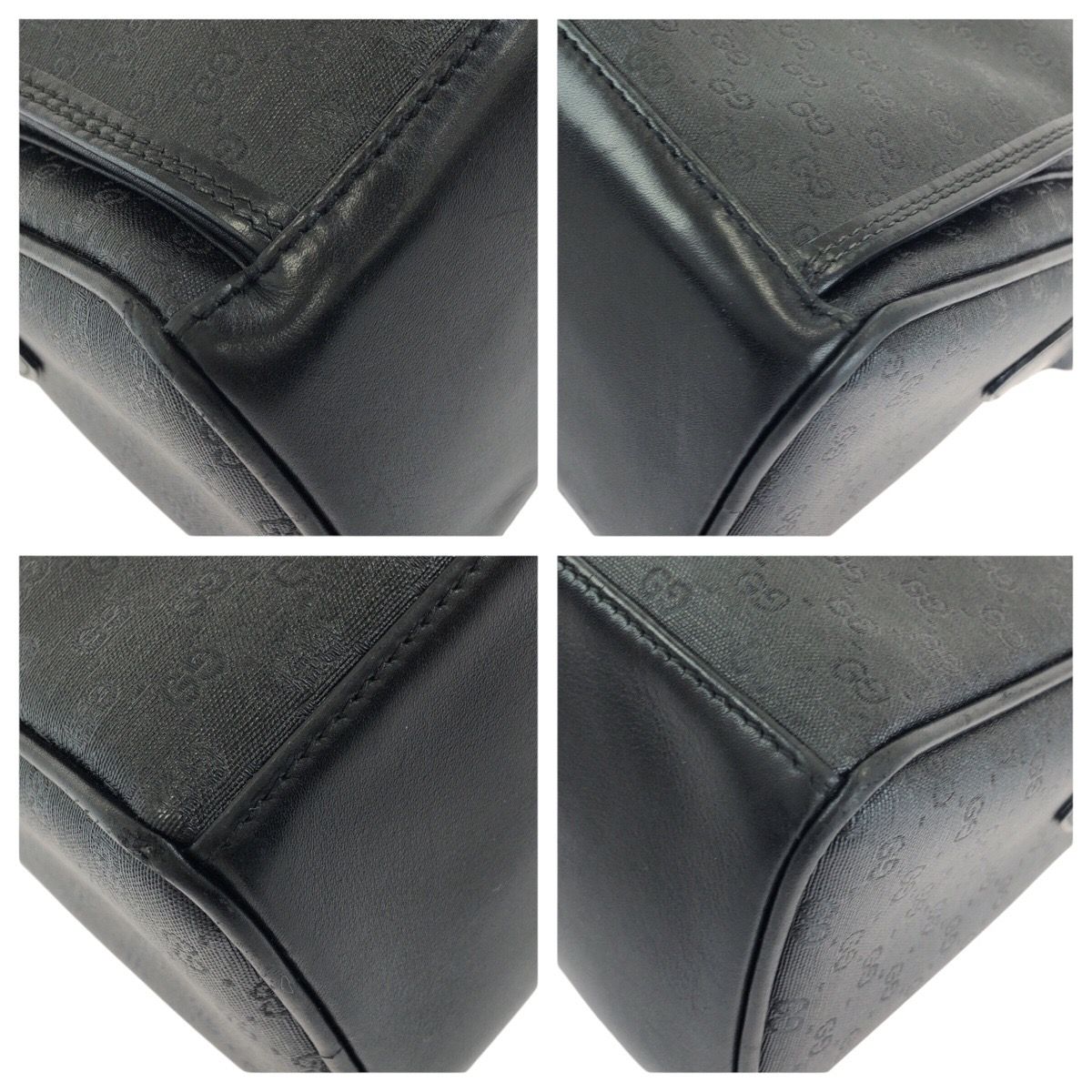 Gucci Vintage Micro GG Black Gold Leather Shoulder Bag