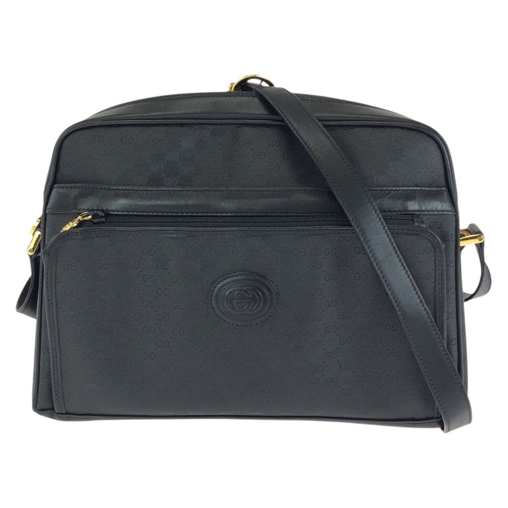 Gucci Vintage Micro GG Black Gold Leather Shoulder Bag