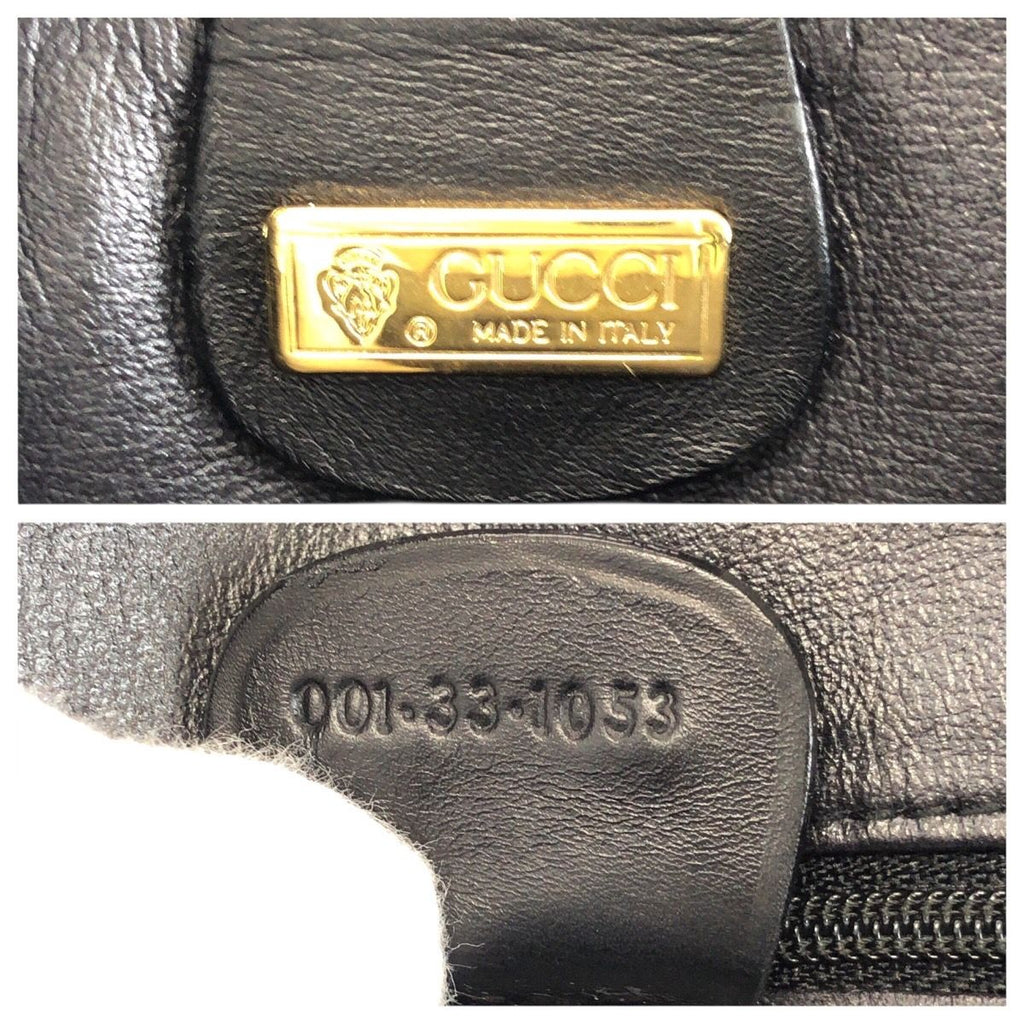 Gucci Vintage Micro GG Black Gold Leather Shoulder Bag