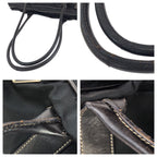 Prada Tessuto Black Silver Nylon Leather Tote Shoulder Bag