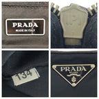 Prada Tessuto Black Silver Nylon Leather Tote Shoulder Bag