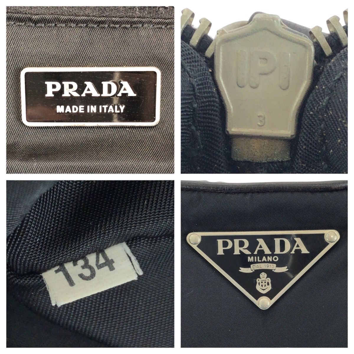 Prada Tessuto Black Silver Nylon Leather Tote Shoulder Bag