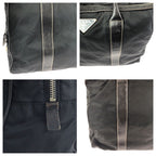 Prada Tessuto Black Silver Nylon Leather Tote Shoulder Bag