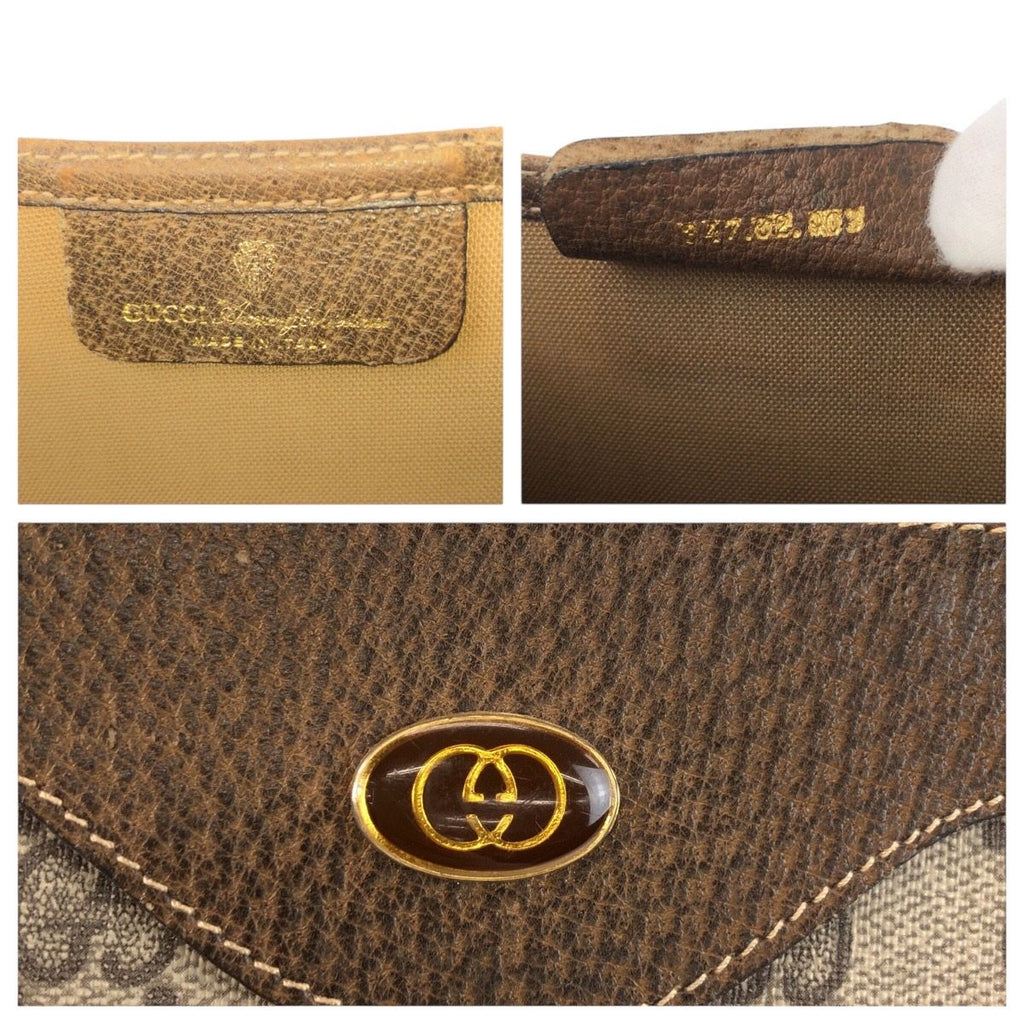 Gucci Sherry Line Beige Brown GG Supreme Canvas Leather 347 02 003 Tote Bag