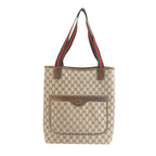 Gucci Sherry Line Beige Brown GG Supreme Canvas Leather 347 02 003 Tote Bag