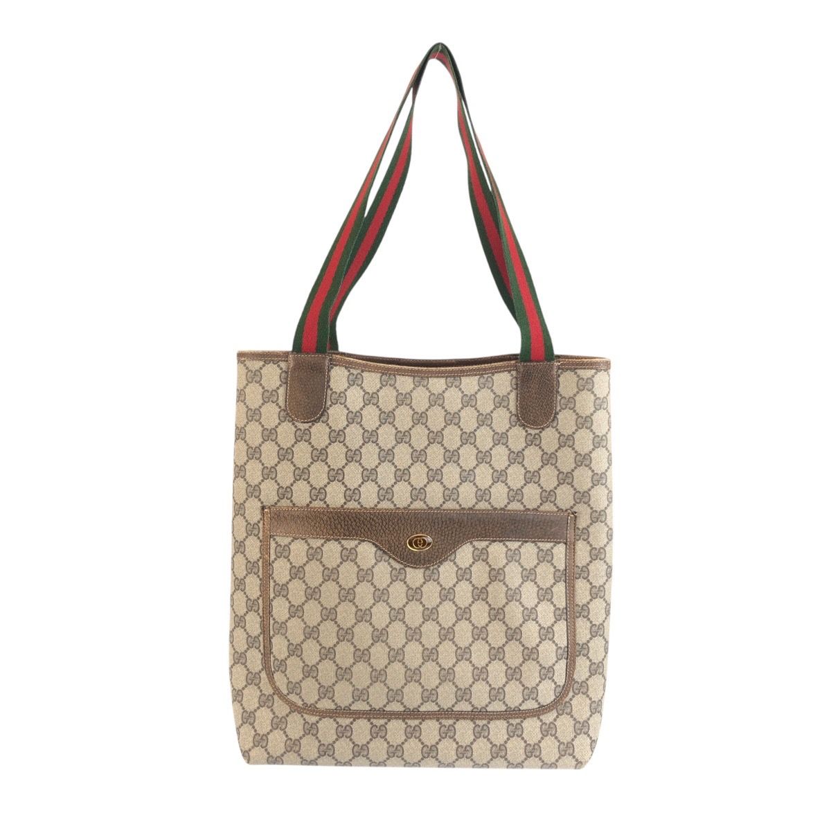 Gucci Sherry Line Beige Brown GG Supreme Canvas Leather 347 02 003 Tote Bag