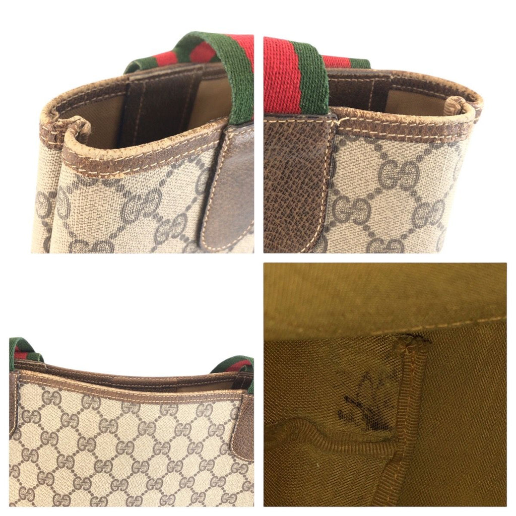 Gucci Sherry Line Beige Brown GG Supreme Canvas Leather 347 02 003 Tote Bag