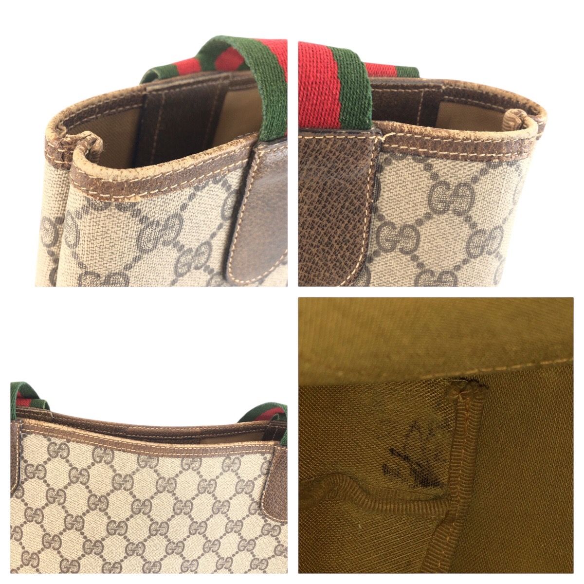 Gucci Sherry Line Beige Brown GG Supreme Canvas Leather 347 02 003 Tote Bag