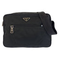 Prada Tessuto Black Silver Nylon Shoulder Bag Pochette