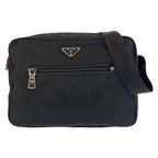 Prada Tessuto Black Silver Nylon Shoulder Bag Pochette
