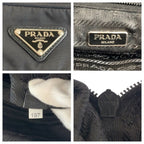 Prada Tessuto Black Silver Nylon Shoulder Bag Pochette