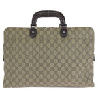 Gucci Beige Dark Brown GG Supreme Canvas Leather Business Briefcase