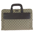 Gucci Beige Dark Brown GG Supreme Canvas Leather Business Briefcase
