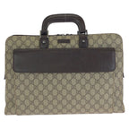 Gucci Beige Dark Brown GG Supreme Canvas Leather Business Briefcase