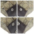 Gucci Beige Dark Brown GG Supreme Canvas Leather Business Briefcase