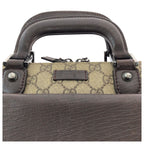 Gucci Beige Dark Brown GG Supreme Canvas Leather Business Briefcase