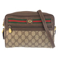 Gucci Sherry Line Brown Beige GG Supreme Canvas Leather Shoulder Bag Pochette