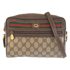 Gucci Sherry Line Brown Beige GG Supreme Canvas Leather Shoulder Bag Pochette