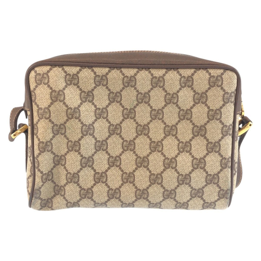 Gucci Sherry Line Brown Beige GG Supreme Canvas Leather Shoulder Bag Pochette