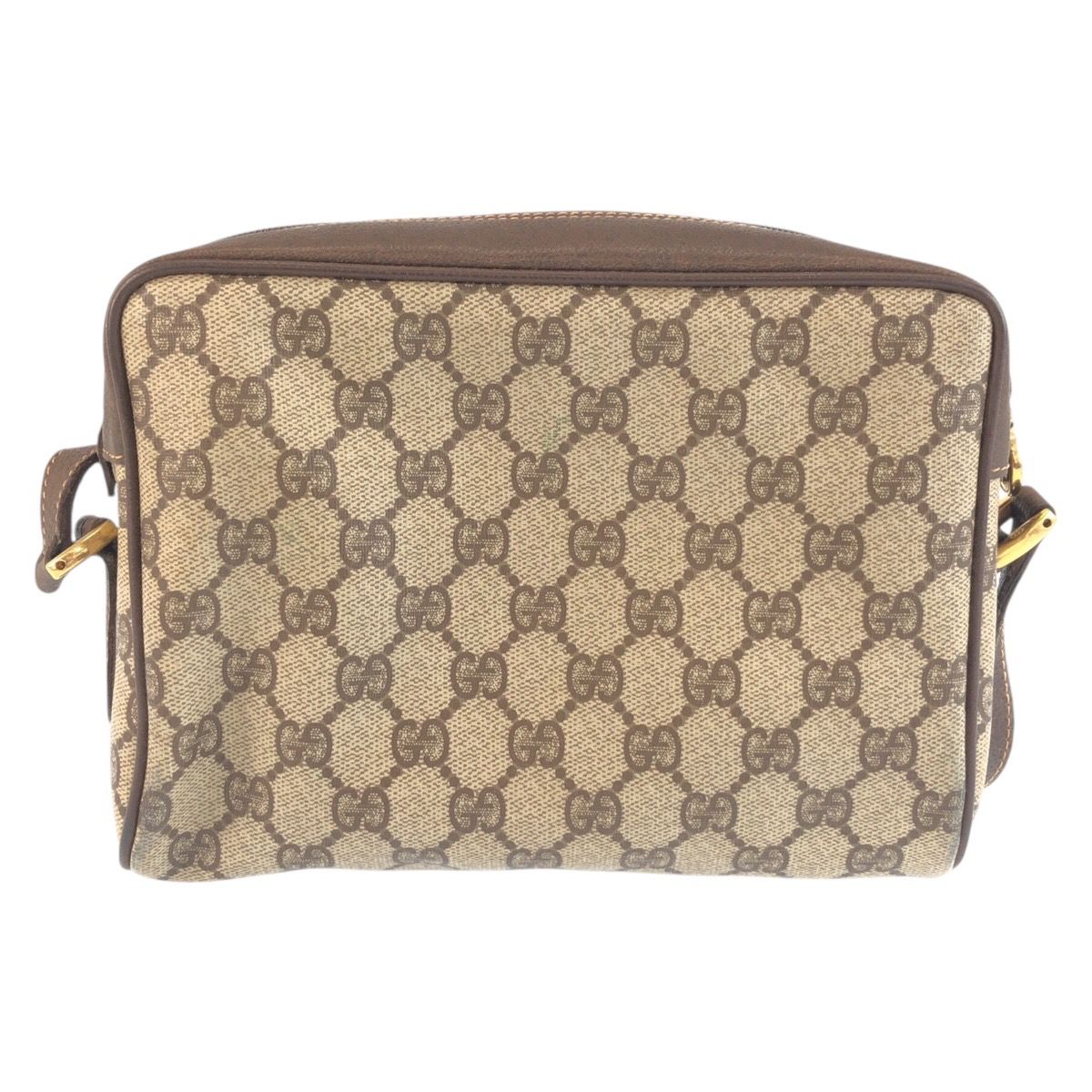 Gucci Sherry Line Brown Beige GG Supreme Canvas Leather Shoulder Bag Pochette