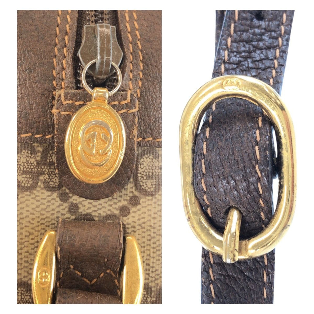 Gucci Sherry Line Brown Beige GG Supreme Canvas Leather Shoulder Bag Pochette